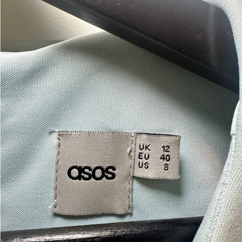 ASOS Blue Ruffle Crop Top Coastal Summer Size 8 - Picture 4 of 9